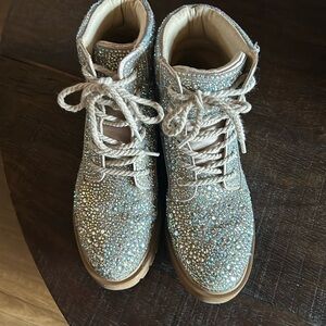Women’s rhinestone combat boots size 7